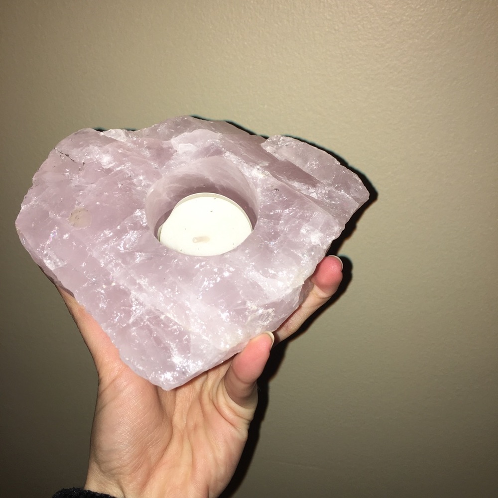 Rose Quartz Candle Holder